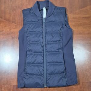 Lululemon Womens Size 2 Goose Down Down & Around  Athletic Vest Navy Blue  EUC